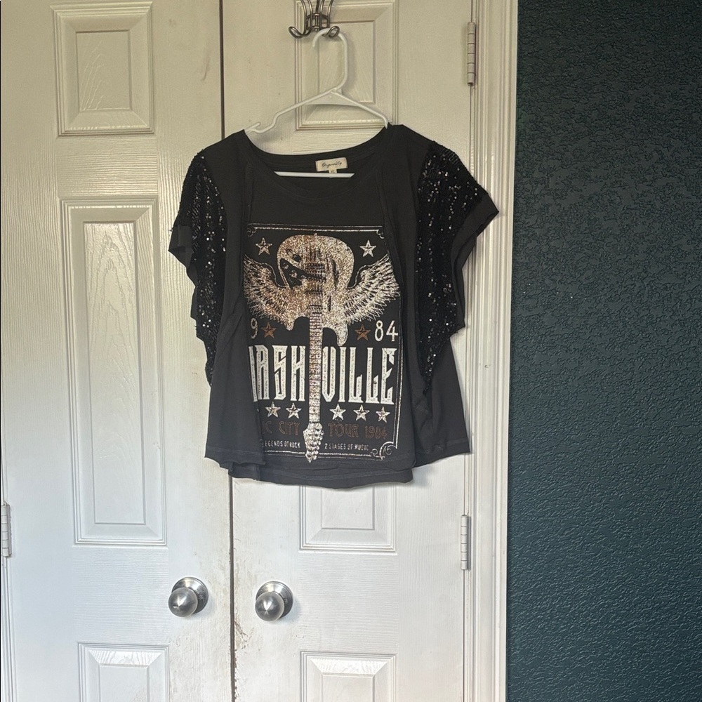 Edgy Black Graphic Crop Top